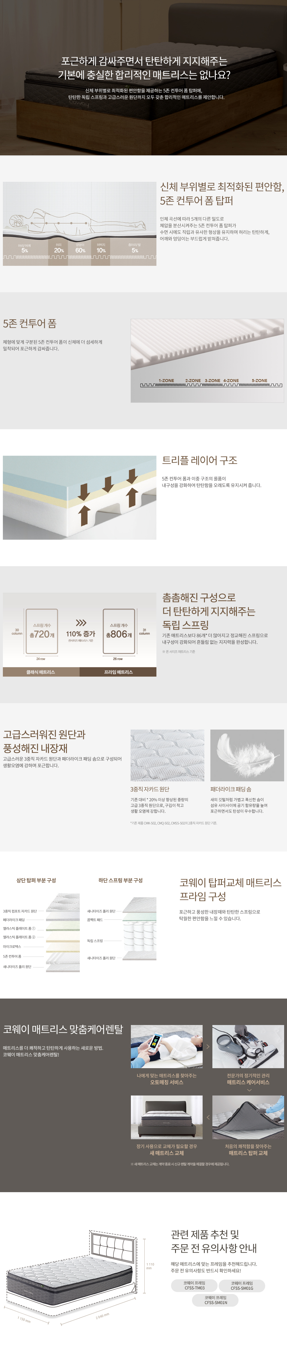 코웨이 비렉스 탑퍼교체 프라임 매트리스 (SS) 이미지 2