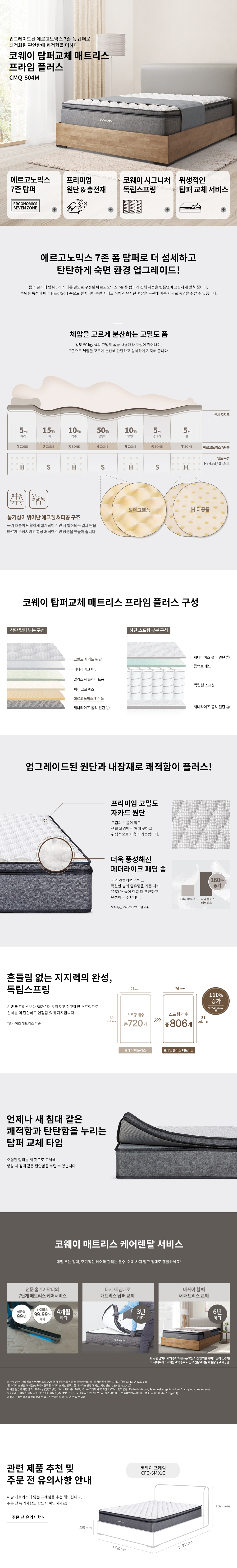 코웨이 비렉스 탑퍼교체 프라임 플러스 커버형 매트리스 (Q) 이미지 2