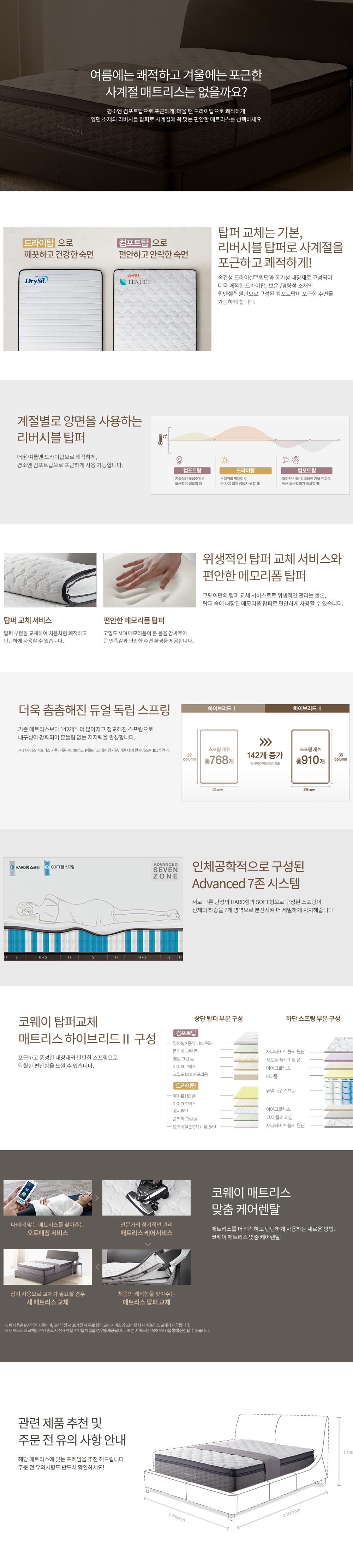 코웨이 비렉스 탑퍼교체 하이브리드2 매트리스 (Q) 이미지 2