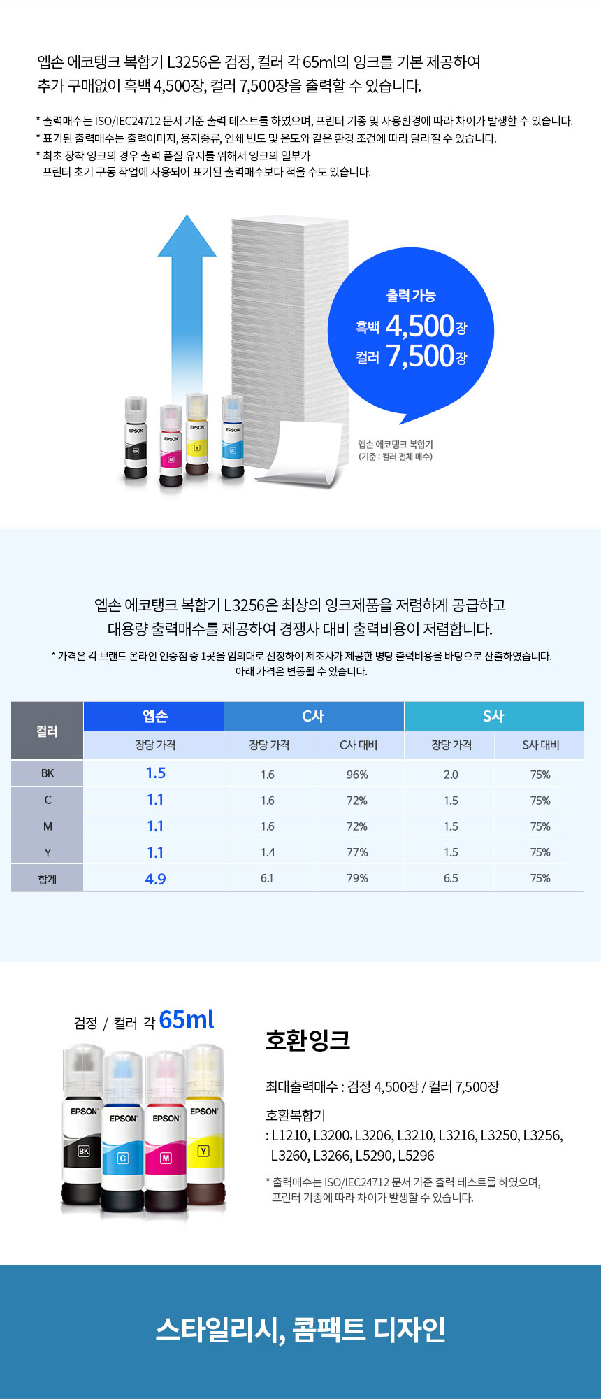[엡손] [EPSON] 에코탱크 프로(EcoTank Pro) 무한잉크젯복합기 L3256 (기본잉크포함) / L3156후속 이미지 10