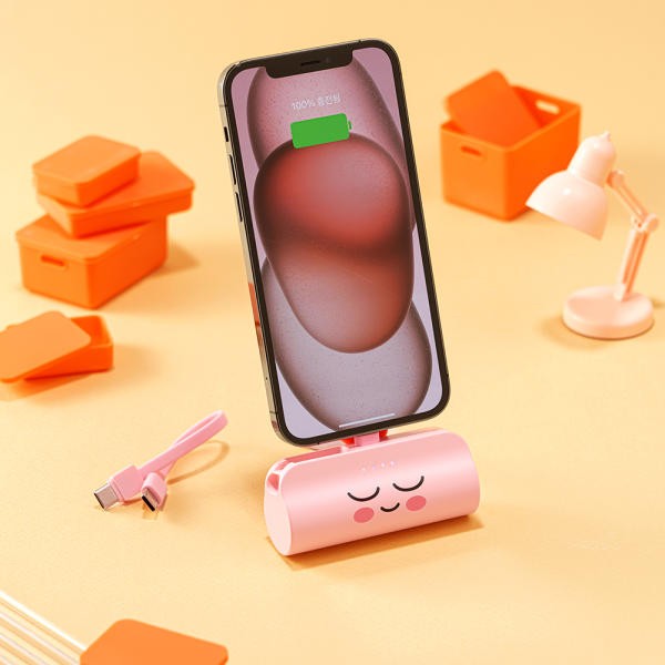 카카오프렌즈 힙스터 도킹형 보조배터리 5000mAh (C타입/8핀) 이미지 2