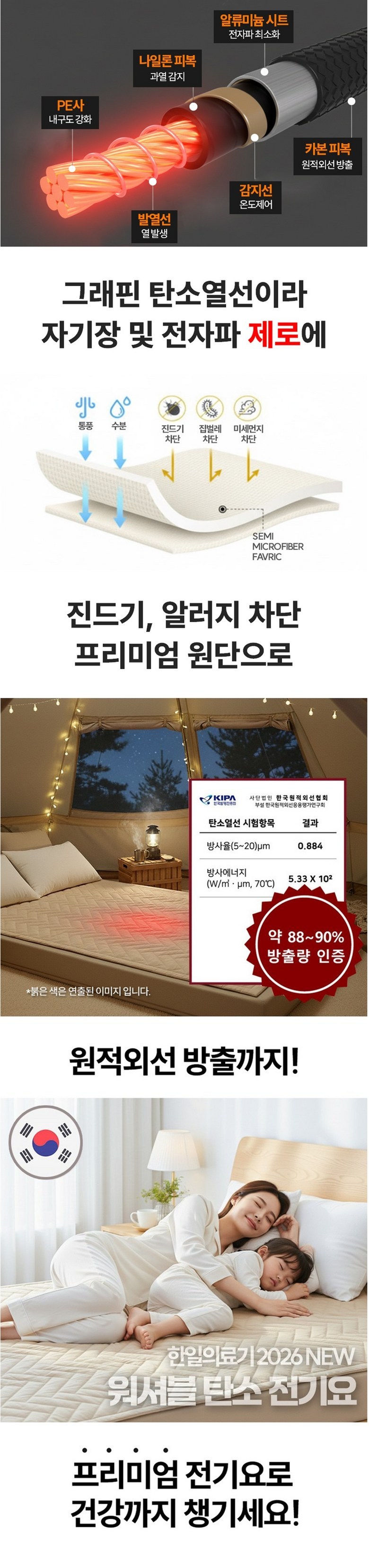 한일의료기 전기요 프리미엄형 전자파없는 탄소 카본 전기매트 전기장판 아미즈 이미지 5