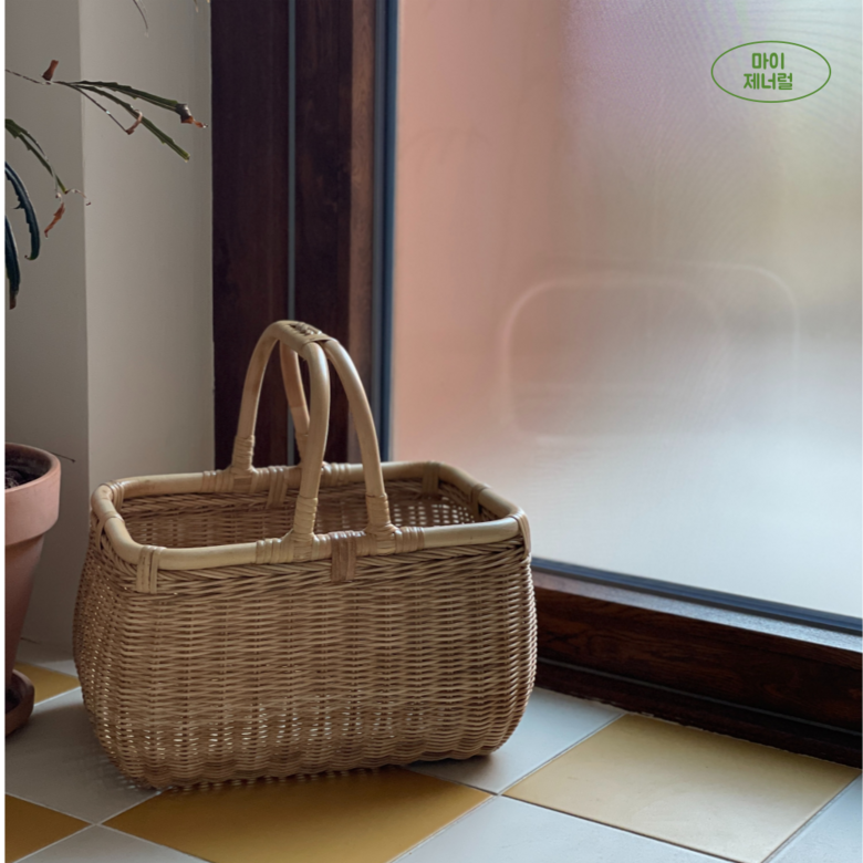마이제너럴스토어 마론바스켓 대형 손잡이 사각 라틴 피크닉 라탄바구니 이미지 11
