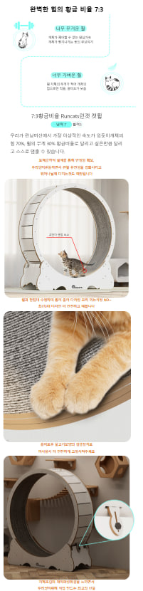 런캣 캣휠 롤러 실내사용 고양이 운동훈련 헬스 캣휠 원목색 다양한 크기 이미지 3