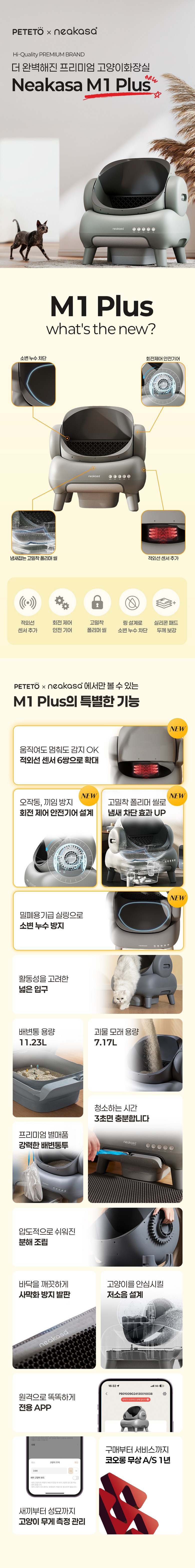 26년형 코오롱 페테토 니카사 M1 Plus 고양이 자동화장실 끝판왕 스마트 대용량 프리미엄 자동개폐 화장실 Neakasa 저소음 PETETO 앱연동, 1개, 화이트, 자동 화장실[이벤트상품] 이미지 3